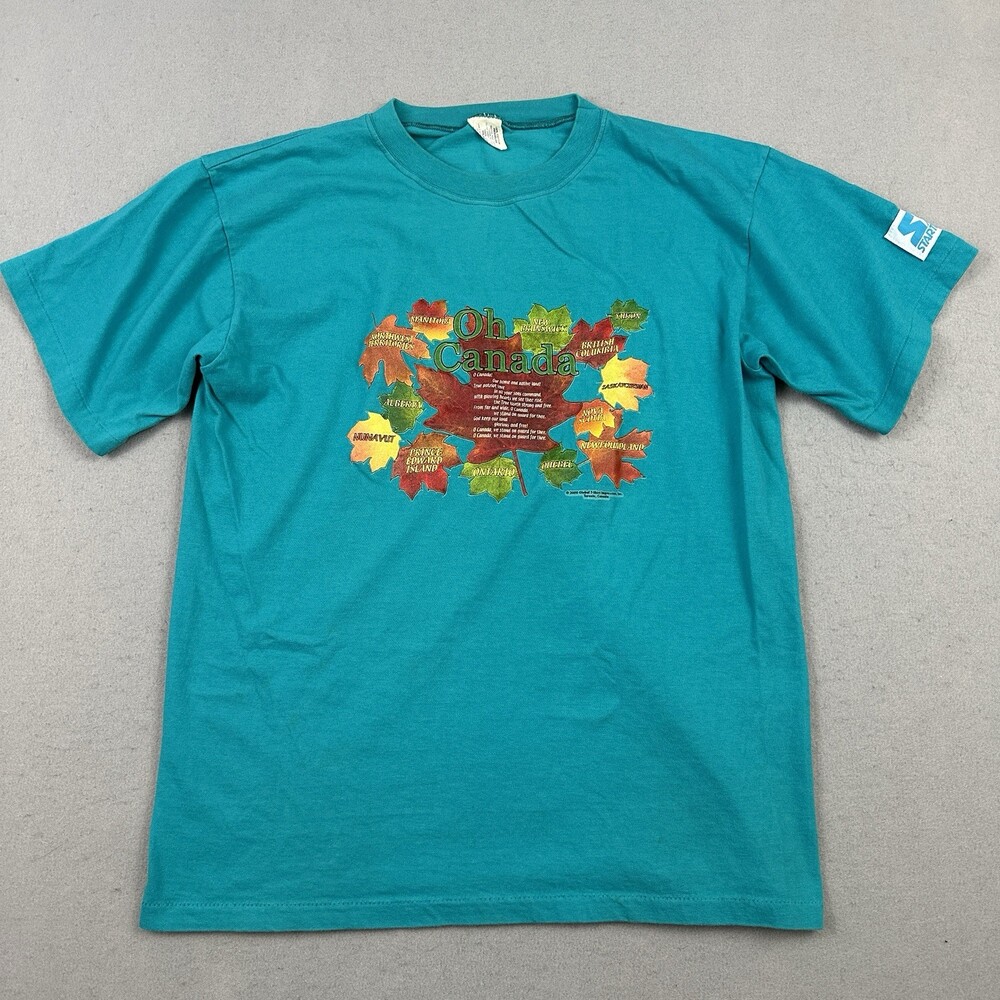 Vintage Oh Canada Shirt Men Large Blue Leaves Starter Single Stitch 2000s Y2K L
